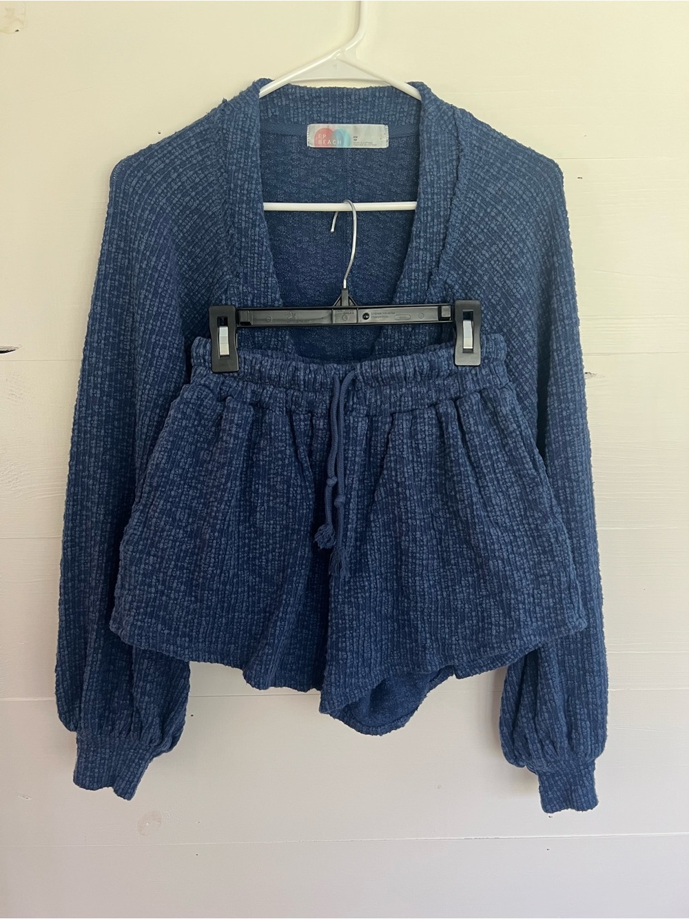 Free People Navy Ribbed Drawstring Athletic Shorts